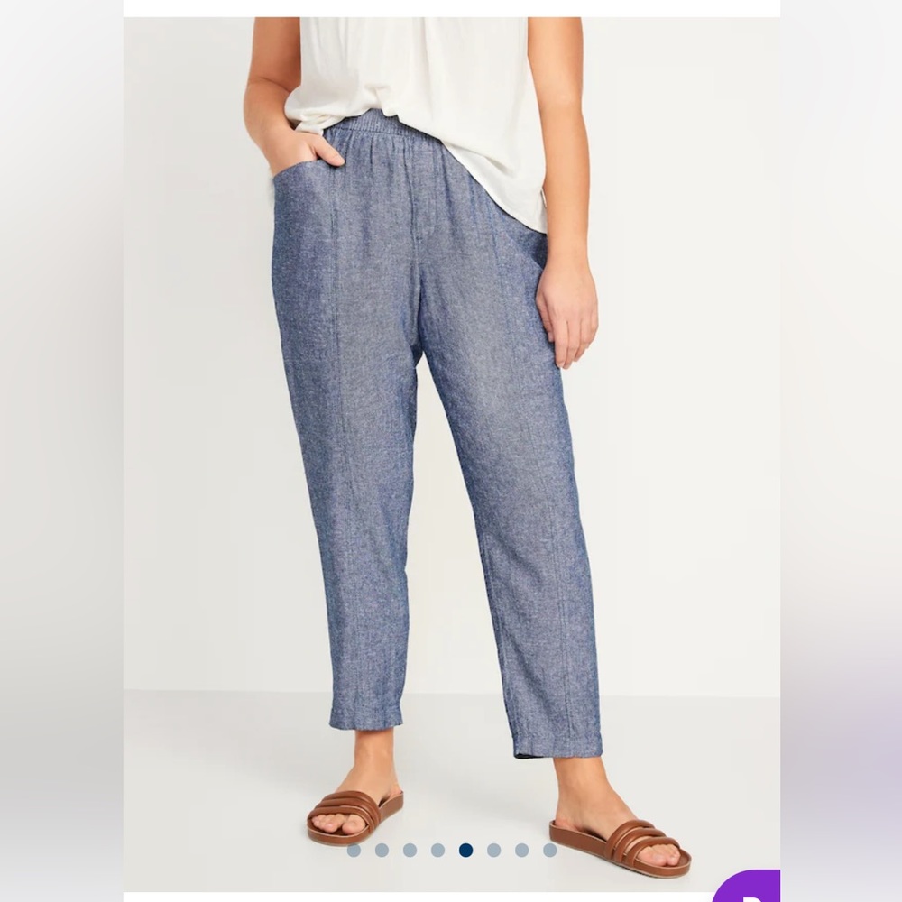 Old Navy Linen Crop Pants in Chambray Blue